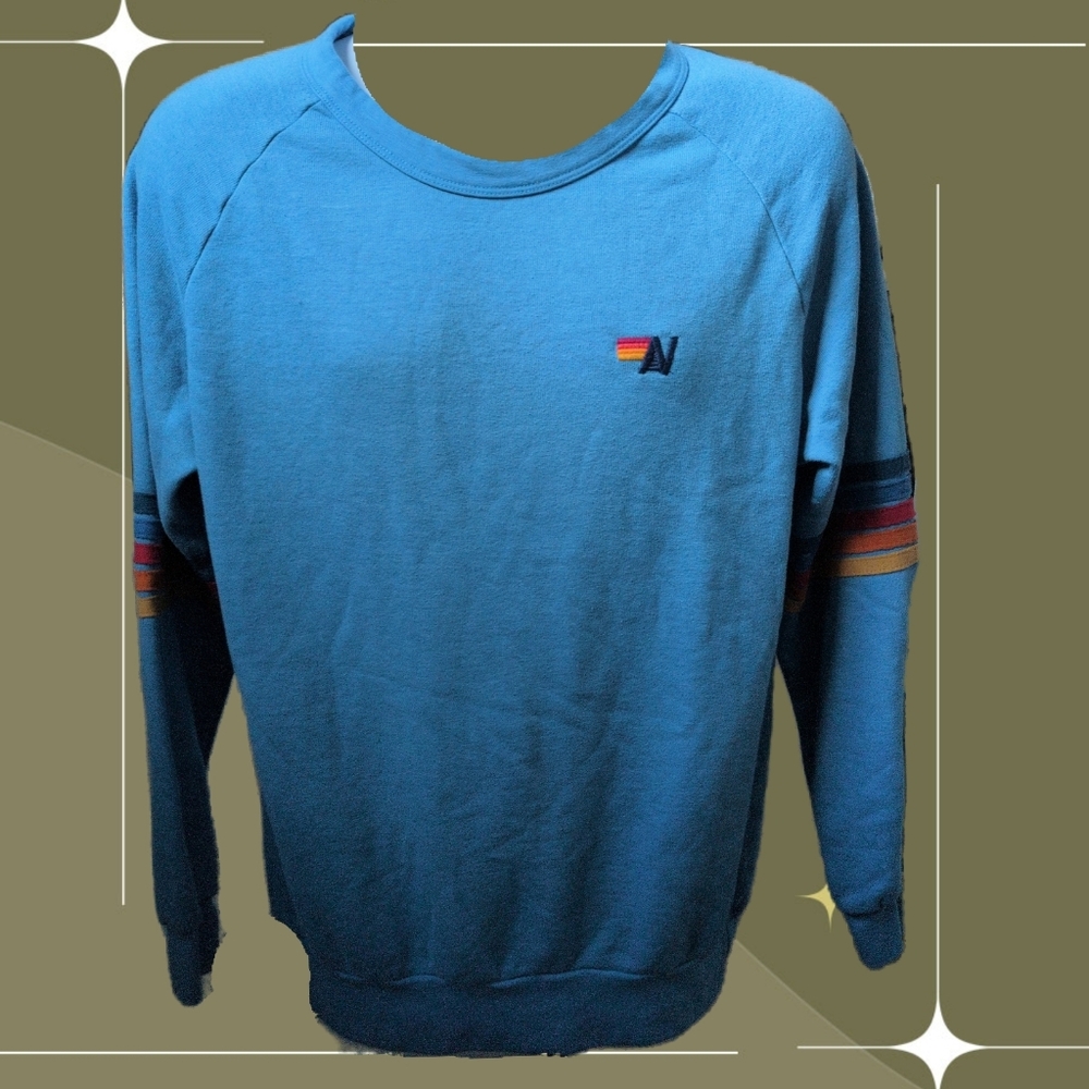 ✨ Aviator Nation Relaxed Rainbow Strip Crew Neck Size M